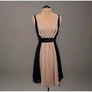 Flowy Babydoll  Dress  Womens Sz Sm Vintage Y2K Tie Back Crepe Chiffon  Two Tone